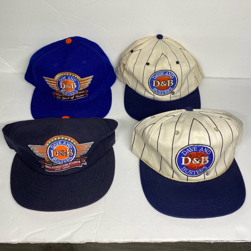 Vintage Dave & Busters Baseball Cap Snapback Hats Lot Of 4 As Is